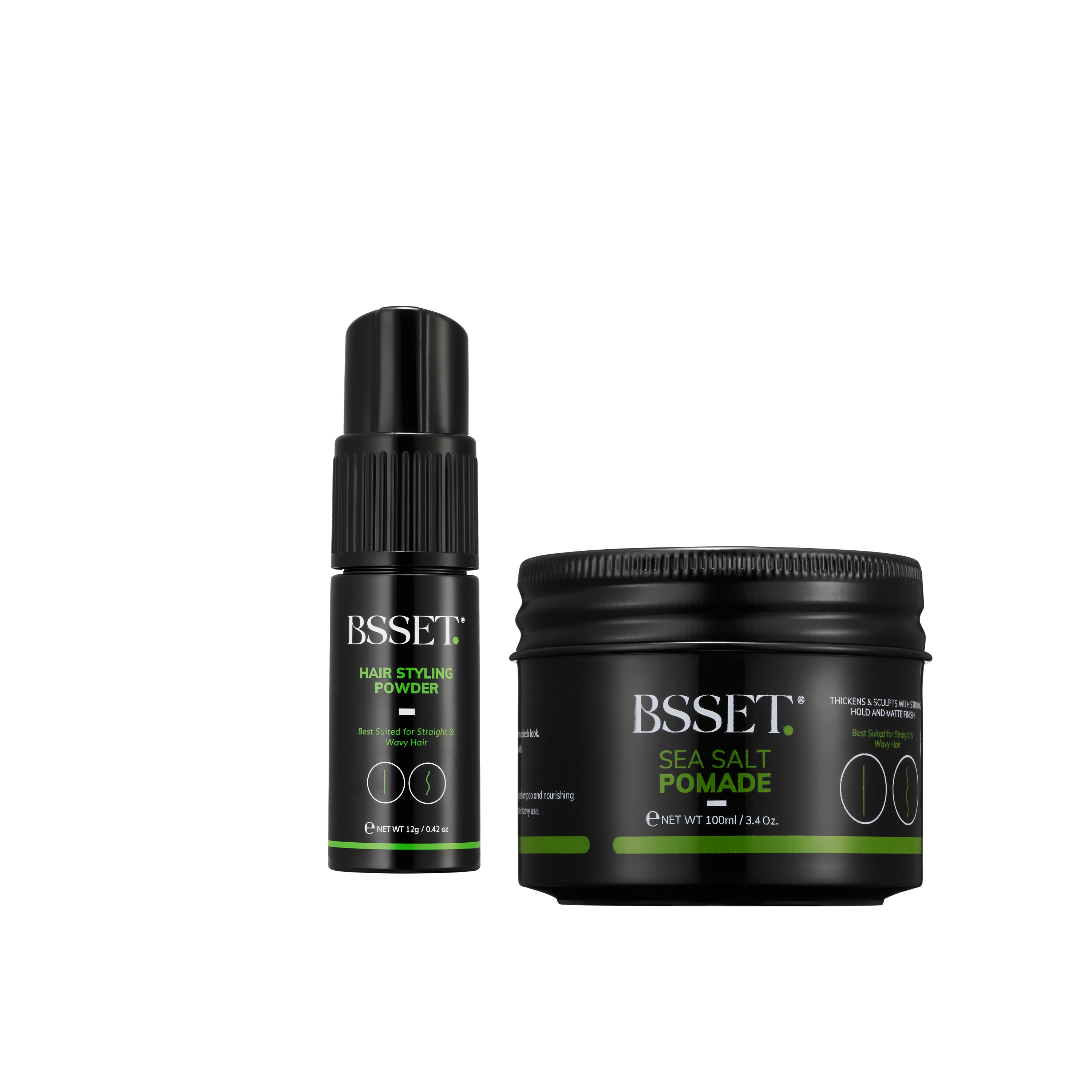 BSSET Volume & Hold Duo — Hair Styling Powder 12g and Sea Salt Pomade 100ml