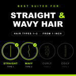 Best suited for straight and wavy hair - types 1 and 2
